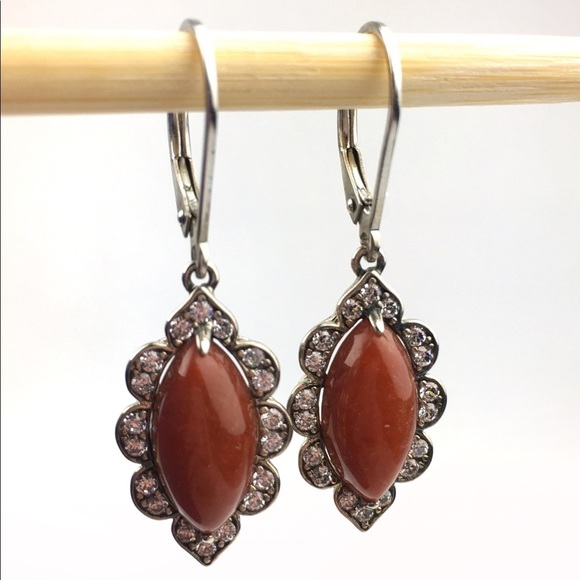Goldstone Sandstone & Crystal Sterling Silver Earrings JOY - Picture 3 of 8
